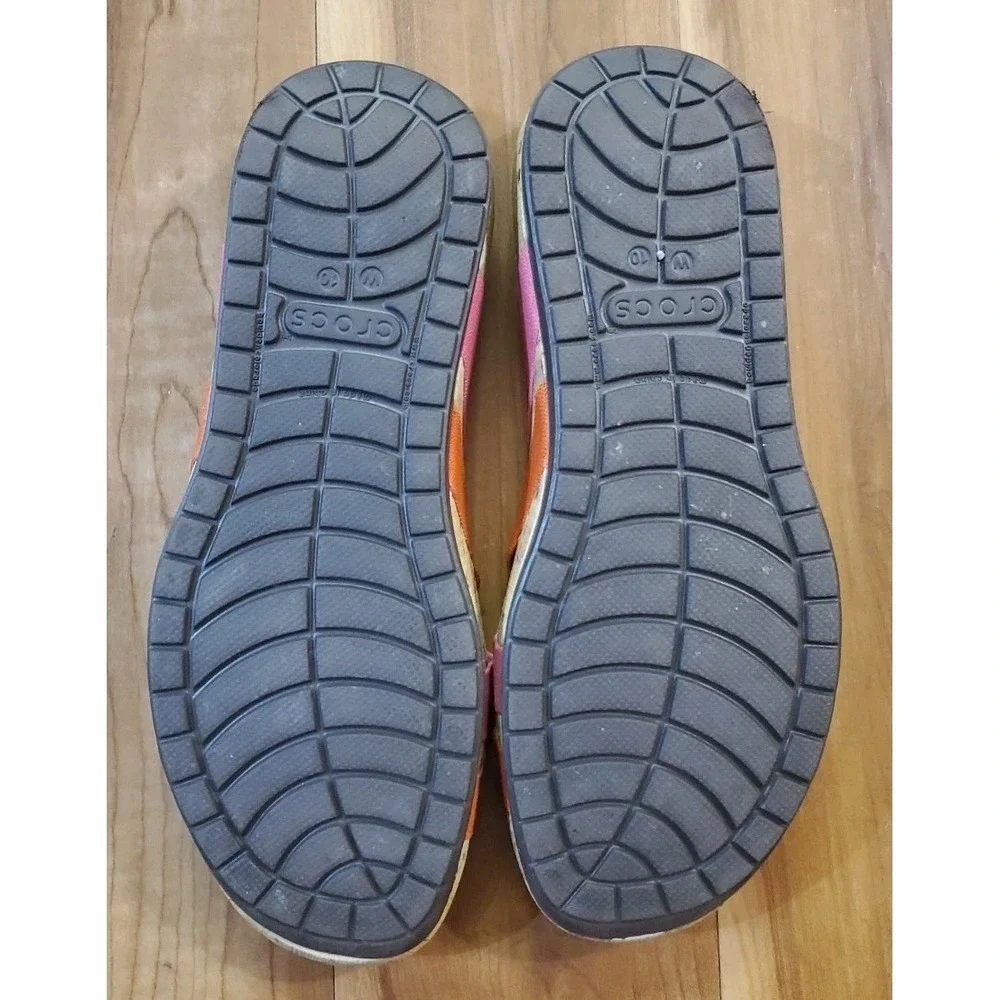 Crocs Edie Stretch Sandals Womens 10 Pink Orange‎ Slides Criss Cross Straps
